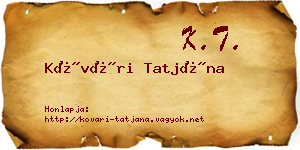 Kővári Tatjána névjegykártya